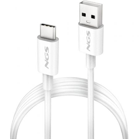 Cable USB 2.0 NGS ZYRO-AC/ USB Macho - USB Tipo-C Macho/ Hasta 15W/ 480Mbps/ 1m/ Blanco - Imagen 2