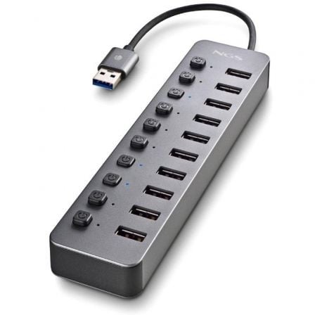 Hub USB NGS IHUB10/ 10xUSB 3.0/ Gris - Imagen 2