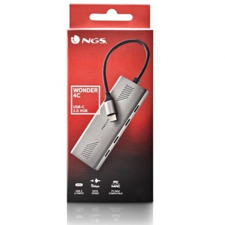 Hub USB Tipo-C NGS Wonder4-C/ 4xUSB Tipo-C/ Gris - Imagen 4