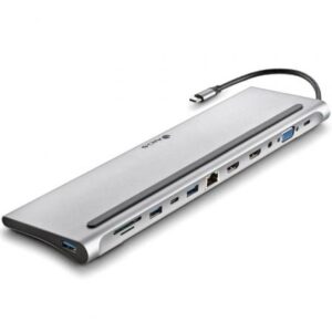 Docking USB Tipo-C NGS WonderDock12/ 3xUSB/ 2xHDMI 4K/ 1xVGA/ 1xRJ45/ 1xLector de Tarjetas/ 1xJack 3.5/ 1xUSB Tipo-C PD/ Gris