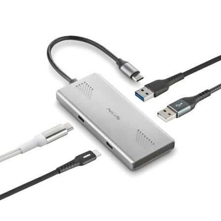 Hub USB Tipo-C NGS WonderDuo-C / 2xUSB/ 2xUSB Tipo-C/ Gris - Imagen 3