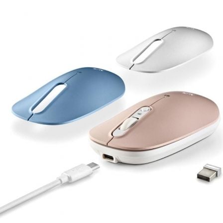 Ratón Inalámbrico por Bluetooth NGS Shell-RB/ Batería recargable/ Hasta 1600 DPI/ Azul/ Blanco/ Rosa - Imagen 2