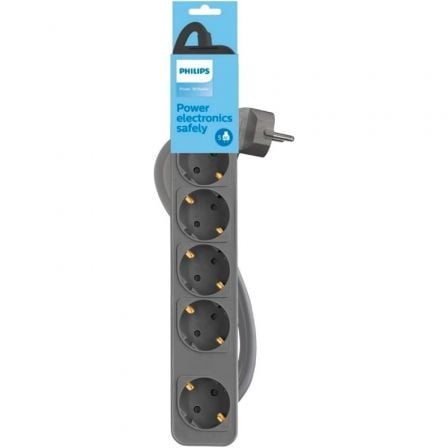 Regleta con Interruptor Philips CHP2154G/12 5 Tomas de corriente/ Cable 1.5m/ Gris - Imagen 2