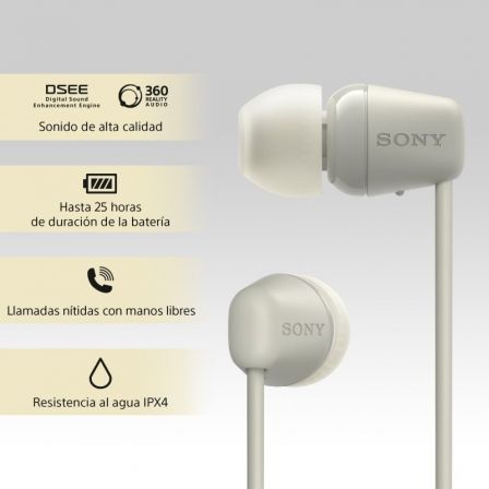 Auriculares Inalámbricos Intrauditivos Sony WI-C100/ con Micrófono/ Bluetooth/ Beige - Imagen 4