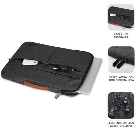 Funda Subblim Air Padding 360 Sleeve para Portátiles hasta 15.6"/ Gris Oscuro - Imagen 3