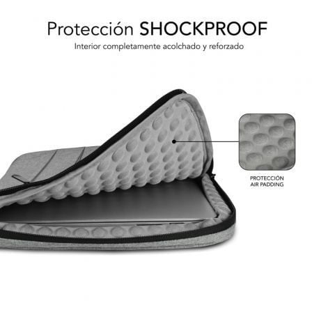 Funda Subblim Air Padding 360 Sleeve para Portátiles hasta 15.6"/ Gris Claro - Imagen 2