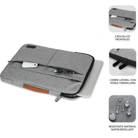 Funda Subblim Air Padding 360 Sleeve para Portátiles hasta 15.6"/ Gris Claro - Imagen 3