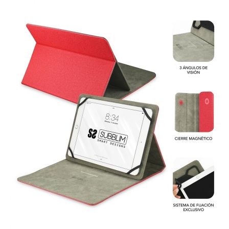 Funda Subblim Clever Stand para Tablets de 9"-10.1"/ Roja - Imagen 2