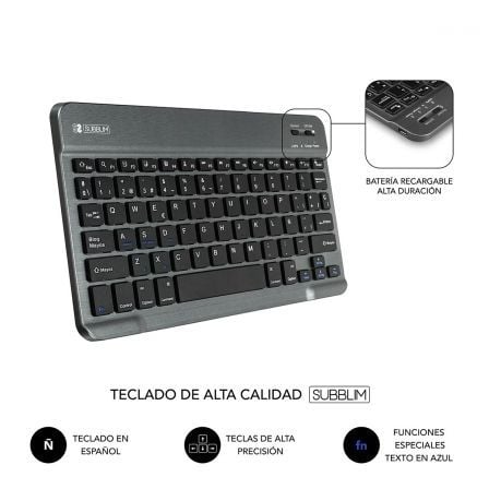Funda con Teclado Subblim Keytab Pro Bluetooth para Tablets de 10.1"-10.8"/ Roja - Imagen 5