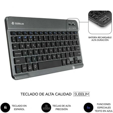 Funda con Teclado Subblim Shock Case Lenovo Tab 10.1" 2025/ Negra - Imagen 3