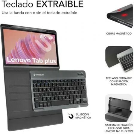 Funda con Teclado Subblim Keytab Pro BT Lenovo Tab 2025 11.5"/ Negra - Imagen 2