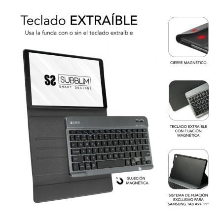 Funda con Teclado Subblim KeyTab Pro BT para Tablets Samsung Galaxy A9+/ Negra - Imagen 4