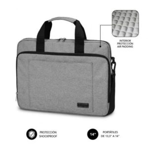 Maletín Subblim Air Padding Laptop Bag para Portátiles hasta 14"/ Cinta para Trolley/ Gris