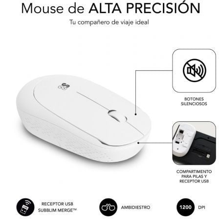 Teclado y Ratón Subblim Combo Business Slim Silencioso Inalámbrico/ Blanco - Imagen 4