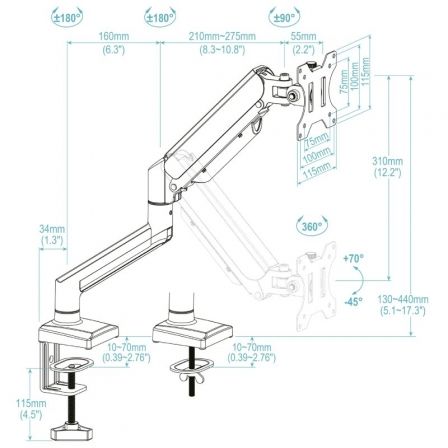 Soporte de Mesa para Monitor TooQ DB1334TNR-B/ hasta 10kg - Imagen 3