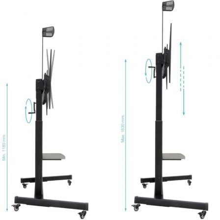Soporte de Suelo Inclinable con Ruedas TooQ FS20406HM-B para TV de 60-100"/ hasta 120kg - Imagen 3