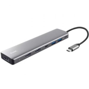 Docking USB Tipo-C Trust Dalyx/ 2xUSB/ 2xHDMI 4K/ 1xDisplayPort/ 1xUSB Tipo-C PD/ Gris