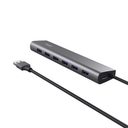 Hub USB 3.2 Gen1 Trust Halyx/ 7xUSB/ 1xUSB-C/ Gris - Imagen 3