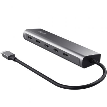 Hub USB Tipo-C Trust Halyx/ 4xUSB Tipo-C/ 1xUSB Tipo-C PD/ Gris - Imagen 3