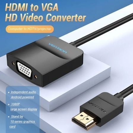 Conversor Vention 42154/ HDMI Macho - VGA Hembra/ 15cm/ Negro - Imagen 2