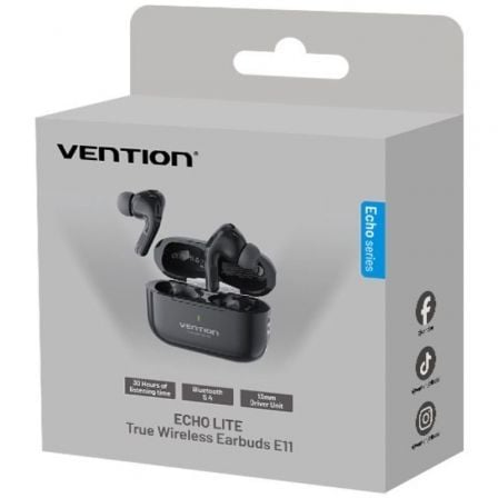 Auriculares Bluetooth Vention Echo Lite E11 con estuche de carga/ Autonomía 6h/ Negros - Imagen 2