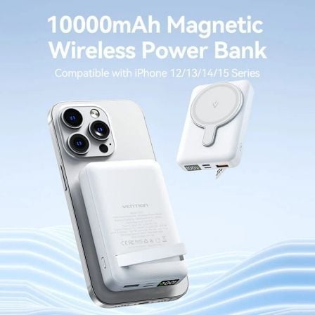 Powerbank 10000mAh Vention FHTW0/ 22.5W/ Wireless/ Blanca - Imagen 2