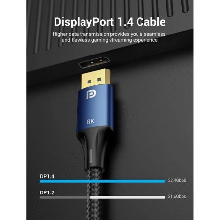 Cable DisplayPort 1.4 8K Vention HCELF/ DisplayPort Macho - DisplayPort Macho/ 3m/ Azul - Imagen 3
