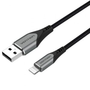Cable USB 2.0 Lightning Vention LABHG/ USB Macho - Lightning Macho/ 1.5m/ Gris