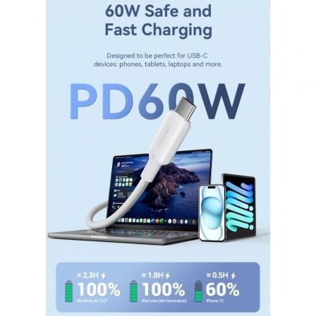 Cable USB 2.0 Tipo-C 3A Vention TRCSF/ USB Tipo-C Macho - USB Tipo-C Macho/ Hasta 60W/ 480Mbps/ 1m/ Azul - Imagen 4