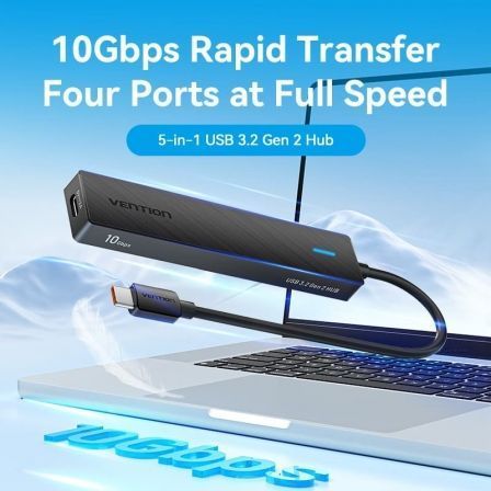 Hub USB Tipo-C 3.2 Vention CHYBB/ 2xUSB Tipo-C 3.2/ 2xUSB 3.2/ 1xUSB Tipo-C - Imagen 2