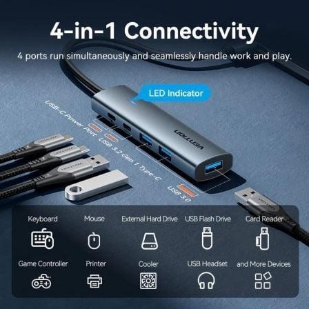 Hub USB 3.0 Vention TGXHB/ 1xUSB Tipo-C/ 3xUSB/ 1xUSB Tipo-C PD/ Gris - Imagen 3