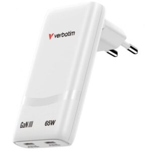 Cargador de Pared GaN Verbatim Fold 'n' Go/ 2xUSB Tipo-C/ 65W