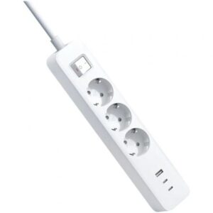 Regleta con Interruptor Xiaomi 20W Power Strip/ 3 Tomas de Corriente/ 1 USB/ 2 USB Tipo-C/ Cable 1.4m/ Blanca