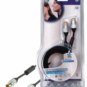Cable Coaxial de TV Macho a Macho | 2.5 Metros | Blanco
