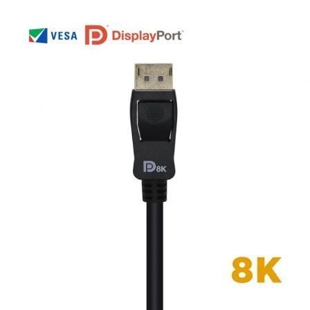 Cable DisplayPort 1.4 8K Aisens A149-0432/ DisplayPort Macho - DisplayPort Macho/ 2m/ Certificado/ Negro 3 Cable DisplayPort 1.4 8K Aisens A149-0432/ DisplayPort Macho - DisplayPort Macho/ 2m/ Certificado/ Negro - Imagen 3