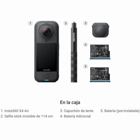 Cámara Digital Deportiva Insta360 X4 Air Pack Principiante/ 8K/ Ángulo de visión 360º/ Negra - Imagen 5