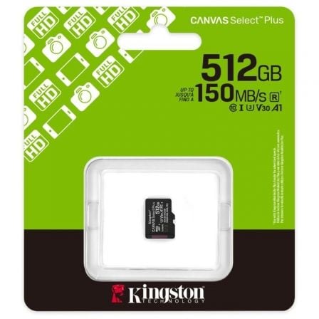 Tarjeta de Memoria Kingston CANVAS Select Plus 512GB microSD XC/ Clase 10/ 150MBs - Imagen 3