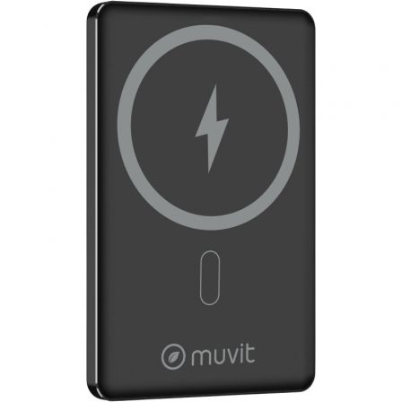 Powerbank 5000mAh Muvit For Change MCCHP0009/ 20W/ Wireless/ Negra/ Incluye Cable USB Tipo-C