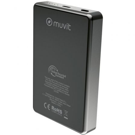 Powerbank 10000mAh Muvit For Change MCCHP0010/ 20W/ Wireless/ Negra/ Incluye Cable USB Tipo-C - Imagen 2