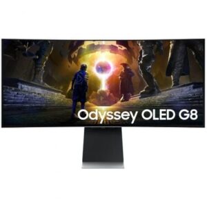 Smart Monitor Gaming Ultrapanorámico Curvo Samsung G8 Odyssey OLED S34DG850SU 34"/ WQHD/ 0.03ms/ 175Hz/ Multimedia/ Regulable en altura/ Plata