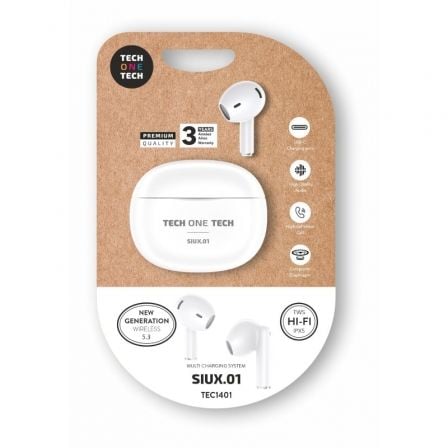Auriculares Bluetooth Tech One Tech SIUX.01 TEC1401/ con estuche de carga/ Autonomía 5h/ Blancos - Imagen 2