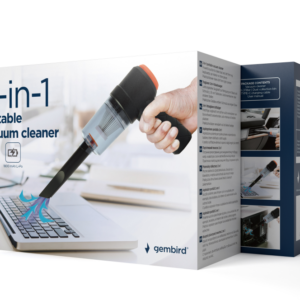 Aspiradora Portátil Gembird 2 en 1 Sin Cables – Limpiador de Mano Recargable para Coche, Teclado y Hogar